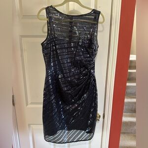 Vince Camuto navy blue knee length sequined dress size 12